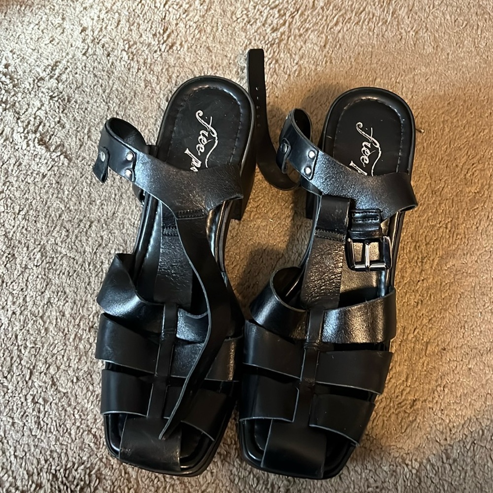 PACIFIC PLATFORM FISHERMAN SANDAL IN BLACK,size 41